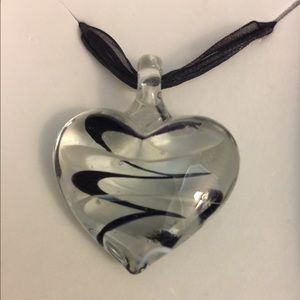 🌷SALE🌷Handblown Glass Pendant Heart NIB